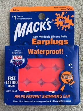 Mack's Kids Size Soft Moldable Silicone Putty Earplugs (6 Pairs)